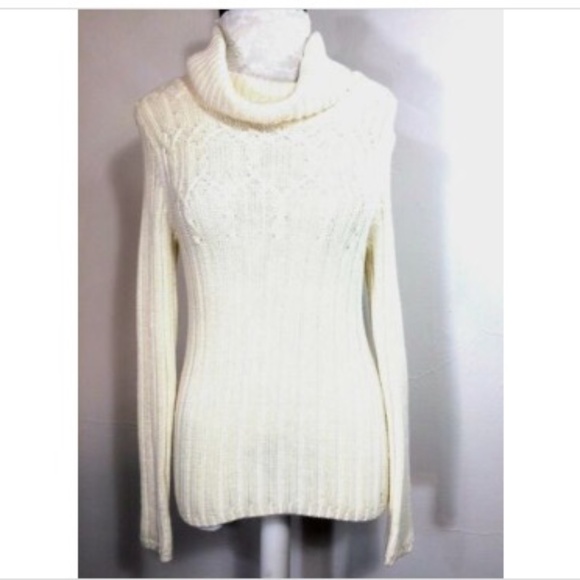 Ann Taylor Sweaters - Ann Taylor Sweater White XS Cowl Neck Cable Knit